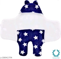 Baby Blankets New Born Combo Pack of Wrapper Hooded Blanket And Baby Bed Crib Blanket Pack of 2 Fabric: Microfiber - LXHXB:(99X2X75)CM, Blue, MicroFiber, Multipack:2